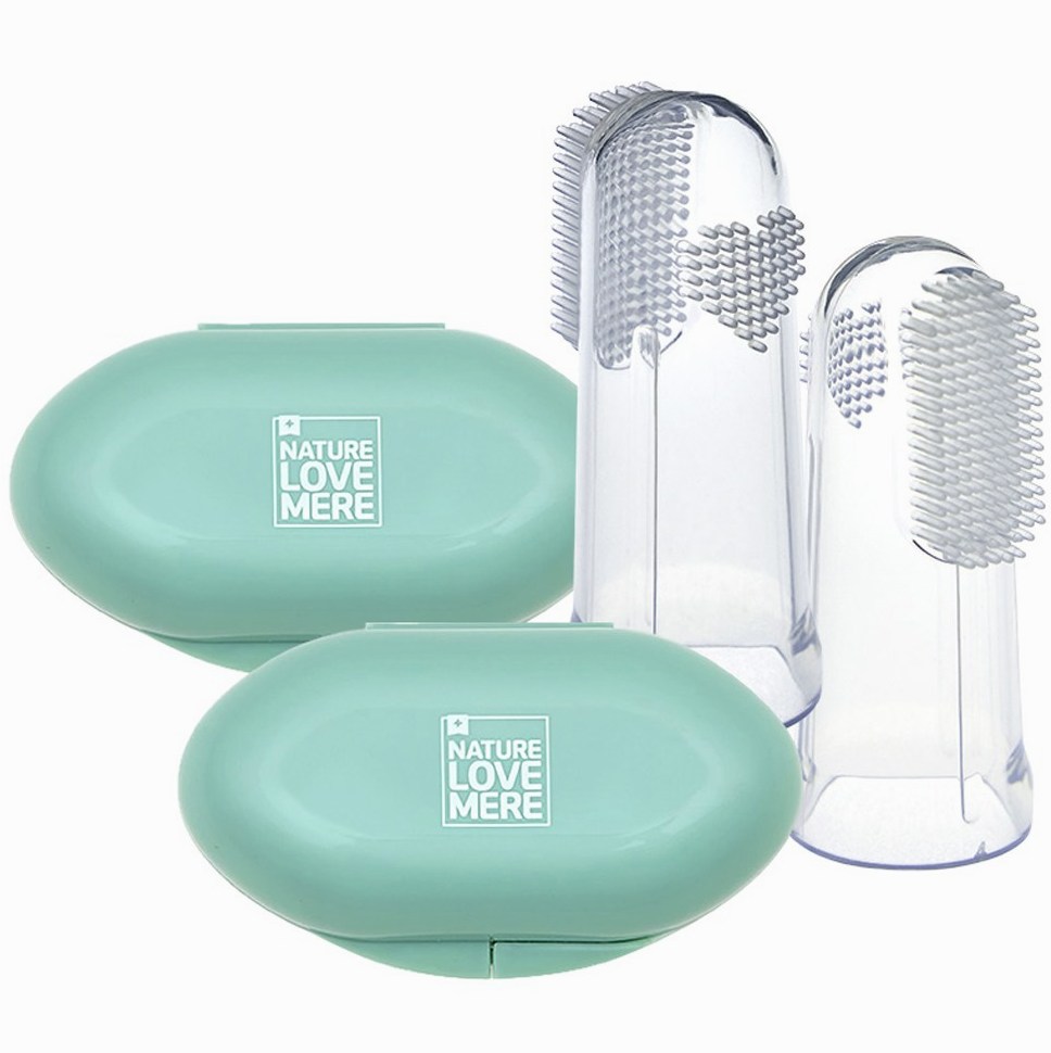 네이쳐러브메레 이지핏 실리콘 손가락 영유아칫솔 2p + 케이스 2p 세트, 혼합색상, 2개입, 1세트 실사용 솔직 후기