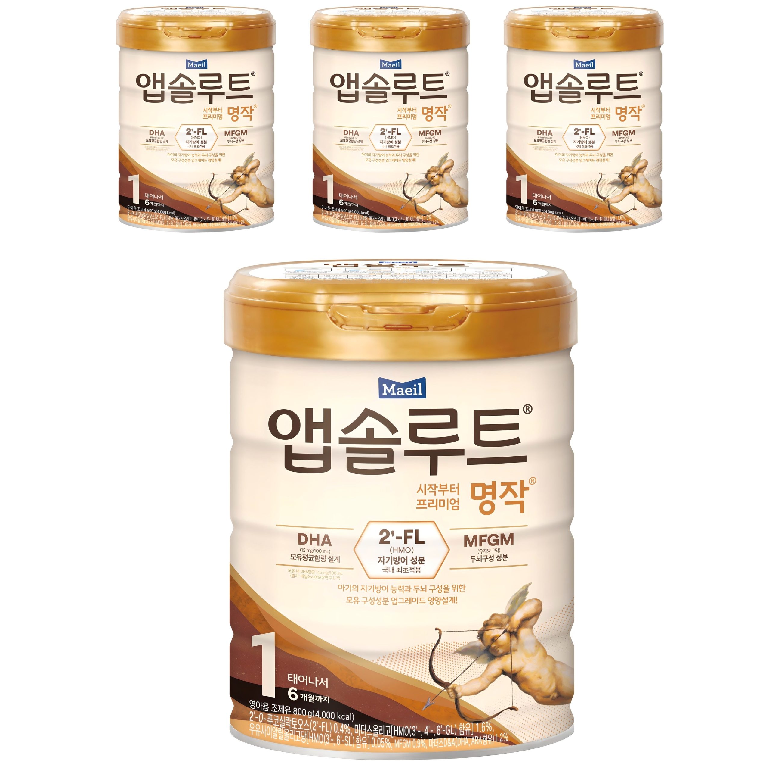 앱솔루트 명작 2FL 분유 1단계, 800g, 4개