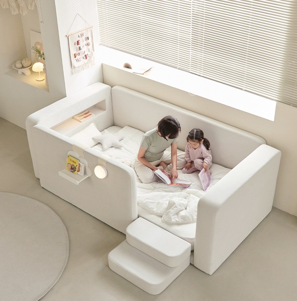 퍼니코 키노 데이베드 아쿠아텍스 패브릭 아기침대 프레임 SS + 25cm 텐셀 포켓 필로우탑 매트리스 포함, 소프트 아이보리(안전가드 포함) 추천 이미지