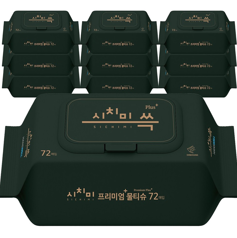 시치미 쓱 그린 플러스 프리미엄 물티슈 캡형, 80g, 72매, 10개 추천 이미지