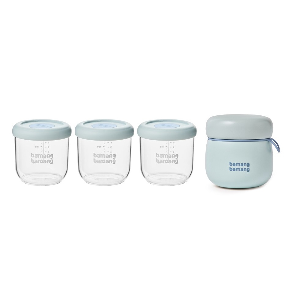 바망바망 이유식용기 전용 보온병 1개 + 이유식용기 3개 세트, 1세트, 블루, 240ml 실사용 솔직 후기