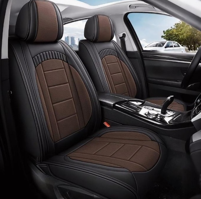 카지온 자동차 시트커버 가죽 교체 풀커버 사계절용, 운전석+조수석 블랙 브라운, 1세트 실사용 솔직 후기