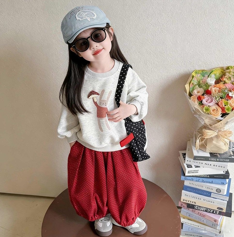 여아 토끼 프린트 상하복 세트
